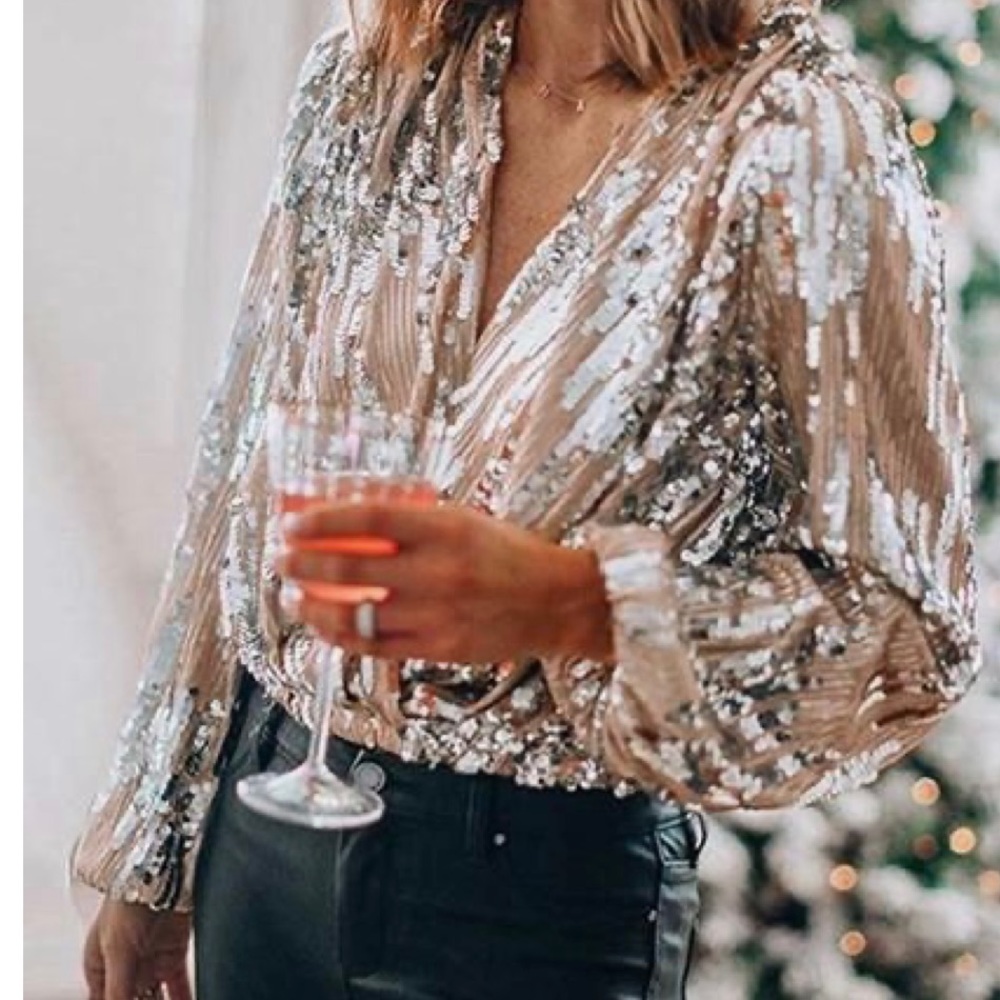 Long Sleeve Sequin Top
